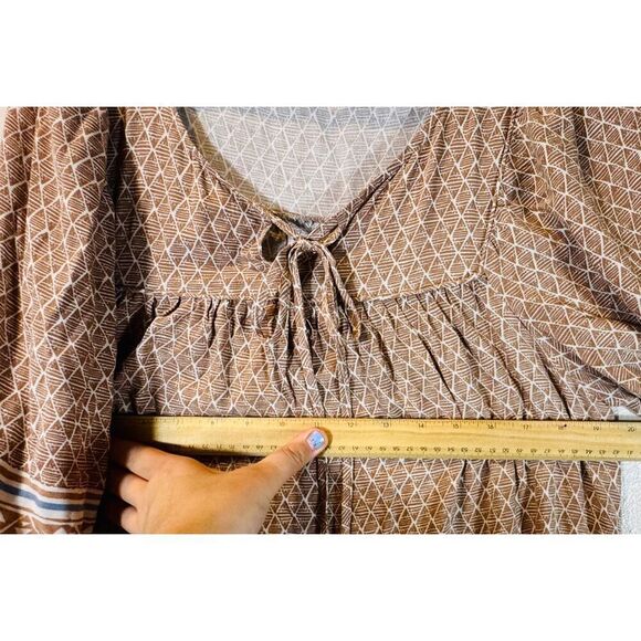 Calista Puff Sleeve Bohemian Dress with Pockets Women's Large - Picture 9 of 10